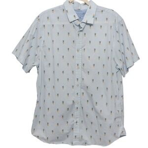 Banana Republic Shirt Mens XL Blue Pineapple Luxe Stretch Poplin Grant Slim Fit